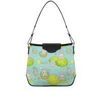 tplaotee Emo Valentine Heart Spiderweb Gothic Shoulder Bags Womens Purses and Handbags Detachable Straps for Travel Daily, Cute Easter Egg Bunny Light Blue, One Size