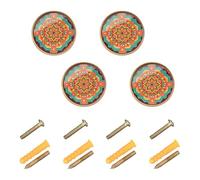 tplaotee Ethnic Mandala Flowers Kitchen Cabinet Knobs and Handles Wall Knobs for Hanging 1.26 Inch (32mm) Cabinet Knobs Gold for Cupboards 4 Pack
