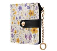 tplaotee Fairy Purple Yellow Women's Minimalist Folding Wallet Waterproof PU Leather Wallet for Women Girls