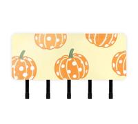 tplaotee Fall Autumn Polka Dot Pumpkin Yellow Keys Holder on Wall with Mail Organizer & 5 Self-Adhesive Hanging Decorative Wall Hook for House Decor Living Room Hallway