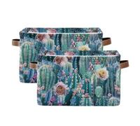tplaotee Fantasy Cactus storage baskets,foldable and waterproof storage bin with sturdy handle stuff square square 2 Piecing for home gadget
