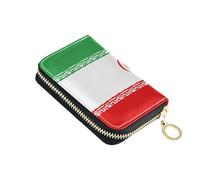 tplaotee Flag Of Iran Green Red leather small wallet for card With 9 cards slot RFID Blocking card holder for men with zipper cartera para mujer