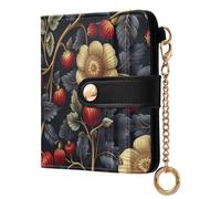 tplaotee Flower Fig Red Black Ladies Slim Foldable Wallet Fancy PU Leather Bifold Wallet for Men Women Travel