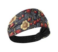 tplaotee Flower Fig Red Black Non-Slip? sweat wicking headband women Stretchy hairband for Workouts Workouts Volleyball tennis
