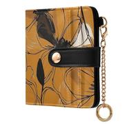 tplaotee Flowers Caramel and Black Ladies Classic Foldable Wallet Convenient Compact PU Leather Wallet for Girls Women Ladies