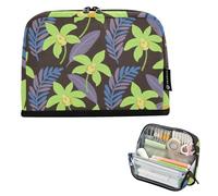 tplaotee Fluorescent Green Orchid Flowers and Leaf Pencil Case Holder Large Capacity Storage Bag Multi-Purpose Stationery Storage for Man Cosmetics lapiceras para mujer