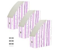 tplaotee Foldable magazine file folder organizer 9x12 inches, organizer for papers 6 Pack plastic storage boxes office essentials, Lavender Purple White Stripe Pattern Watercolor