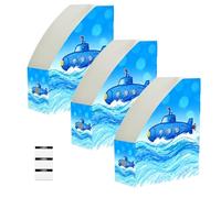 tplaotee Foldable magazine folders for documents 9x12 inches, file folder organizer 6 Pack storage boxes for documents, mail & office papers, Cartoon Cute Blue Submarine