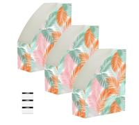 tplaotee Foldable magazine folders for documents 9x12 inches, office desk organizer 6 Pack document storage box office essentials, Disco Style Summer Palm Tree Leaves