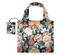 tplaotee Foldable shoulder bag Reusable Grocery Bags with Handles Tote Bag for Ladies For shopping, day trips, traveling Japanese Water Lily Bloom