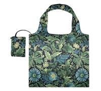 tplaotee Foldable shoulder bag Reusable Grocery Bags with Handles Tote Bag for Ladies for Weekender Travel William Morris Daisy Dark Blue