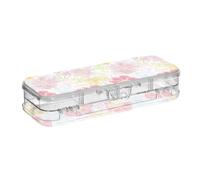 tplaotee Fresh Spring Simple Colorful Flowers Designed Clear Pencil Box Plastic Double-Deck Pens Case Boxes For Stationery Supplies With Snap-Tight Lid