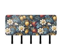 tplaotee Fruit Strawberries Design Blue Colorful Key Holder with Mail Organizer & 5 Self-Adhesive Hanging Decorative Wall Hook for Kitchen Decor Living Room Doorway