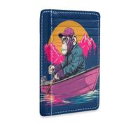 tplaotee Funny Alaskan Chimpanzee Navy Blue leather womens wallets slim With ID Window RFID Blocking card case for men&women