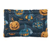 tplaotee Funny Jack O Lanterns orange Washable Pet Bed Mat Soft Comfortable Anti-Slip Bottom Cat Kennel Crate Pad for Large Jumbo Medium Small Dogs 36" x 24"