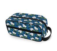 tplaotee Gardenia Cloud White Blue Portable Cosmetic Bag with hanging hook Portable Cosmetic Bags With Zipper Vertical Free-Standing