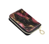 tplaotee Golden Peach Waves Marble leather mens card holder wallet With 9 cards slot RFID Blocking credit card holders with zipper billetera para hombre