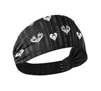 tplaotee Gothic Black White Web Hearts Stripe Cooling womens headbands fashion Elastic sweat bands for head for Running Cycling Football hiking