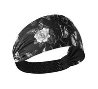 tplaotee Gothic Darkness Rose Butterflies Cooling running headband Stretchy head for women for Cycling Yoga basketball tennis