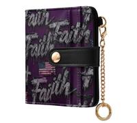 tplaotee Gothic Faith Flag Purple Ladies Slim Foldable Wallet Portable Compact PU Leather Wallet for Woman Girl