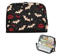 tplaotee Gothic Style Darkness Red Lips pencil poucheses Large Capacity Makeup Bags Big Capacity Organizer Box for Adolescentes High School útiles escolares para ninas