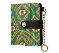 tplaotee Green Evil Eyes Ladies PU Leather Bifold Wallet Waterproof Everyday PU Leather Wallet for Women Girls