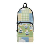tplaotee Green Yellow Blue Plaid Ducks Game Nylon 3 Compartments Pencil Bag College Multi-purpose and aesthetic College Pencil Case School Stationery pouching for Woman Elementary 1600ml