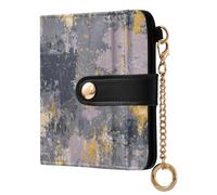tplaotee Grey Mottled Retro Women's Minimalist Folding Wallet Waterproof Minimalist PU Leather Wallet for Woman Girl