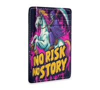 tplaotee Grim Reaper Risk Story leather slim card wallet With Cash Slot RFID Blocking small card wallet woman for Men and Women