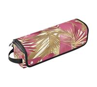 tplaotee Hair Tool Travel Bag with Removable Heat Resistant Mat Hair Tools Organizer Storage Bag for Curling Iron Straightener Flat Hair Dryer, Peach Gold Tropical Leaves Travel Accessory