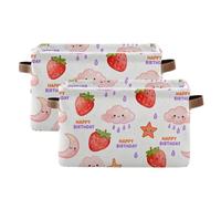 tplaotee Happy Birthday Strawberry Cloud storage baskets,foldable and waterproof storage bin with sturdy handle tub Decoration Decoration 2 Piecing for house baby
