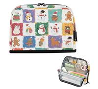 tplaotee Happy Christmas White Snowman Pencil Case Bag Large Capacity Pen Pencil Case Large Stationery Pen Bag for Adults Kindergarten estuche para lapices