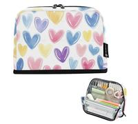 tplaotee Happy Valentine Heart Color pencil poucheses Large Capacity Cosmetic Bag With Zipper Desk Organizer for Girls School Supply bolsad para herramientas