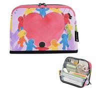 tplaotee Hearts Little Cute People Pencil Carrying Case Large Capacity Storage Bag With Slot Stationery Pen Bag for Preppy College lapiceras para ninas