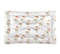 tplaotee Hen White Background Seamless Picture Washable Pet Mattress Non-Slip Soft Comfortable Pet Mat for Large Jumbo Medium Small Dogs 36" x 24"