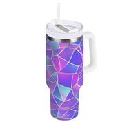 tplaotee Hologram Neon Alaskan Irregular Polygon 40 oz Stainless Steel Tumbler Leak-proof Lid and Straw Travel Water Bottle Wide Mouth Vacuum Big Coffee Mug for School, Sports, Daycare, Camp & More