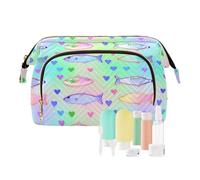 tplaotee Hot Peach Cheetah Blue Striped Cosmetic Bags For Women Waterproof Makeup Period Bag for Cosmetic Storage, colorful fishes psychedelic, One Size