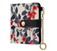 tplaotee Hypericum Country Style Valentine Ladies PU Leather Bifold Wallet Cute PU Leather Wallet for Women