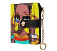 tplaotee I Don't Care African Beauty Ladies Lightweight Foldable Wallet Portable PU Leather Folding Wallet for Girls Women Ladies