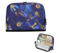 tplaotee Indigo Morning Glory Abstract Flowers Pencil Case Bag Large Capacity Makeup Bag Multifunctional Stationery Pencil Case for Teen Elementary bolsa para lapices de ninos