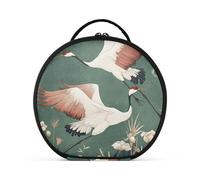 tplaotee Japanese bird red-crowned crane retro Makeup Bags Vertical Free-Standing Zipper Travel Bags For Women with adjustable dividers 11 IN