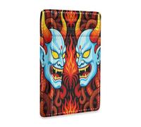 tplaotee Japanese Demon Samurai Warrior Devil leather womens wallets slim with money clip RFID Blocking cardholder for Men and Women