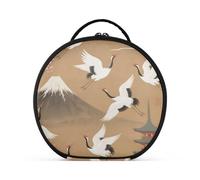 tplaotee Japanese pink-flowered crane Makeup Bag with Compartments & Handle Waterproof Toiletry Bag For Women with adjustable dividers 11 IN