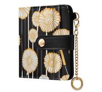 tplaotee Japanese Simple Daisy Women's Minimalist Folding Wallet Fancy PU Leather Card Wallet for Women Boys Girls