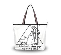 tplaotee Jesus Faith He Left The 99 To Find Me Everyday Tote womens tote bag purses and handbags for Prom Engagement Cocktail, Jesus Faith He Left the 99 to Find Me, L