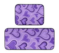 tplaotee Kitchen Runner Rugs and Mats Sets Purple Love Heart Swirls