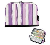 tplaotee Lavender Purple White Stripe Pattern Doodle Art pencil poucheses Large Capacity Pen Pencil Case Big Capacity Coin for Teens College cajas para lápices escolares
