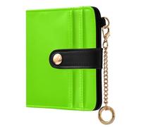 tplaotee Lawn Green Chartreuse Solid Color Pure Plain Women's Small Folding Wallet Waterproof Minimalist PU Leather Wallet for Women Girls