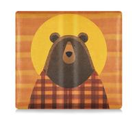 tplaotee Lazy Gingham Brown Bear Sunset Premium Leather Toursuit car registration and insurance card holder Essential Car Wallet Case for Cards, Essential Document Driver License