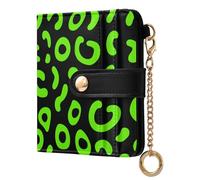 tplaotee Leopard Pattern Neon Green Black Women's Folding Wallet Convenient Everyday PU Leather Wallet for Girls Women Ladies